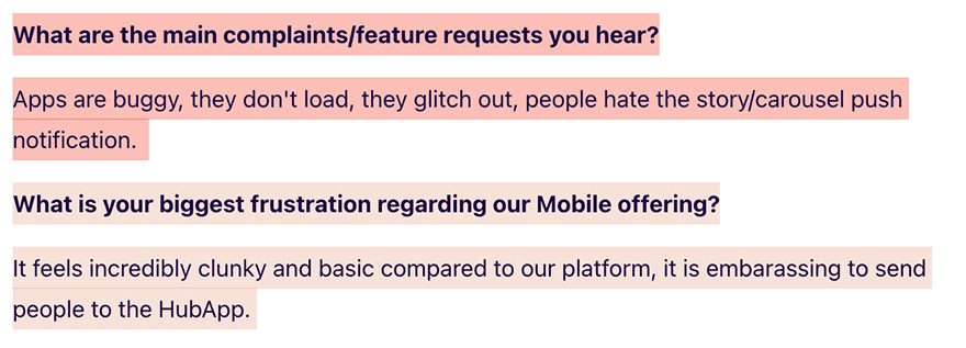 User feedback