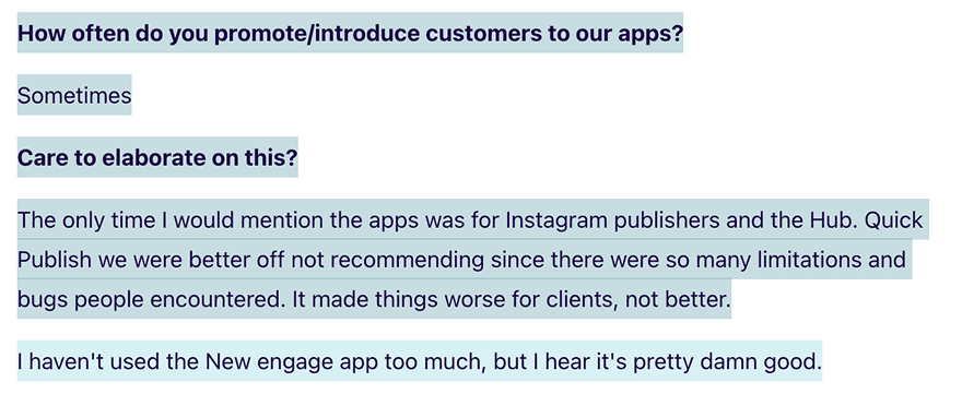 User feedback