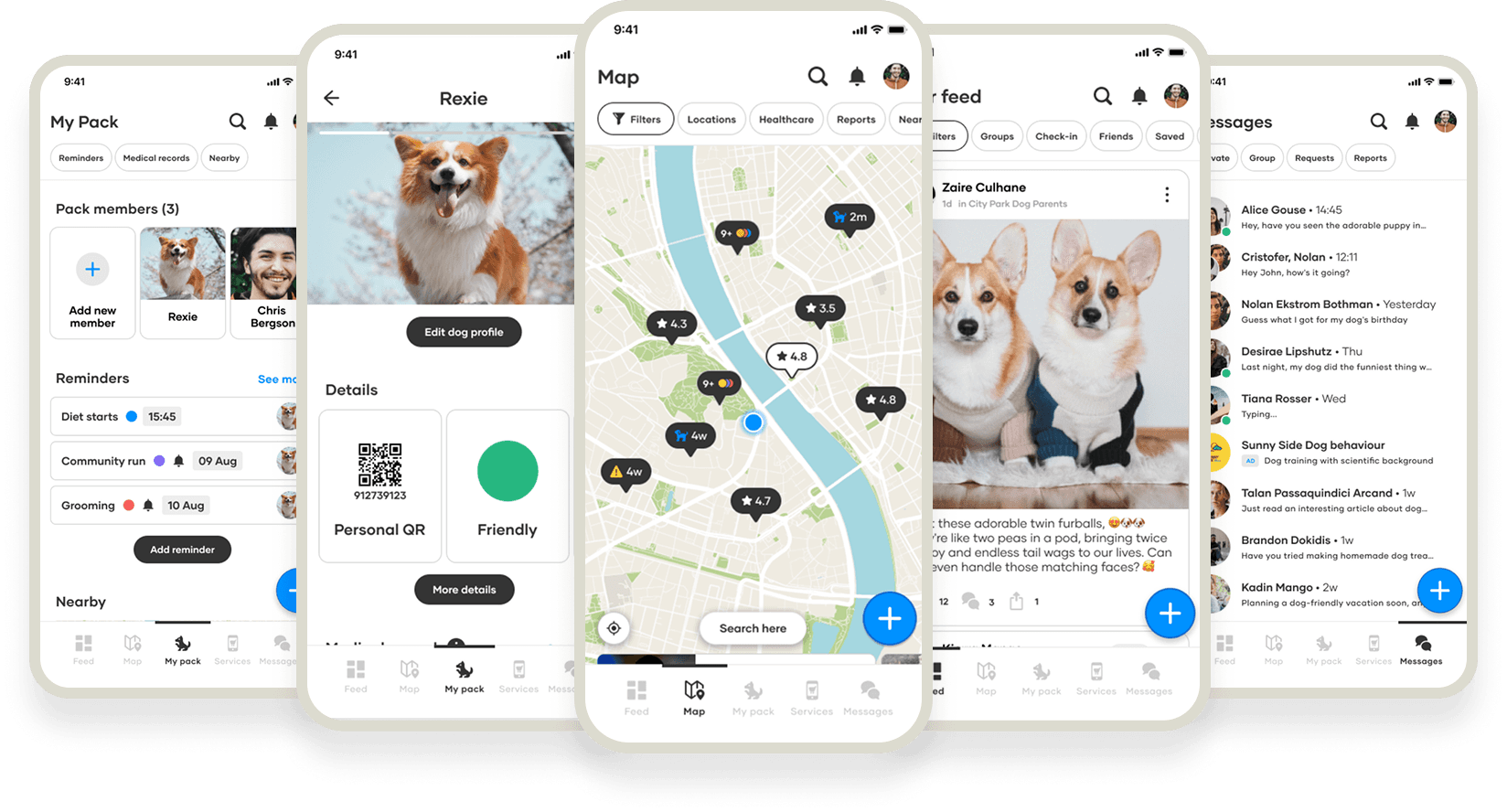 Wuff app screens