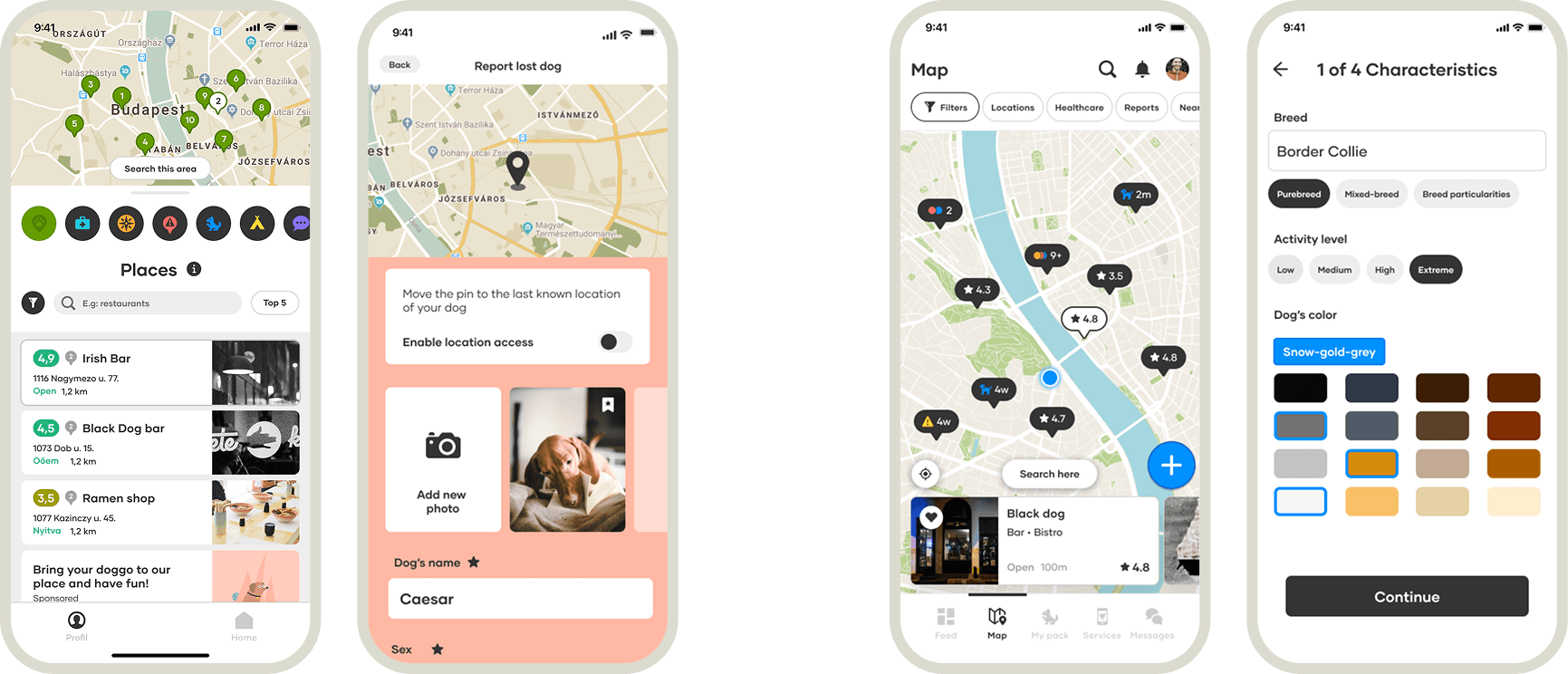 Wuff V1 app screens
